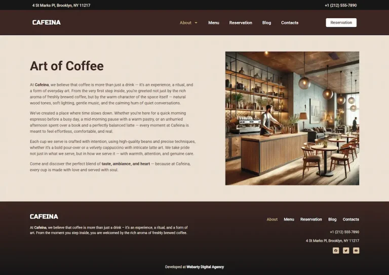 Sobre nós Cafeina tema WordPress para cafés – Sobre nós