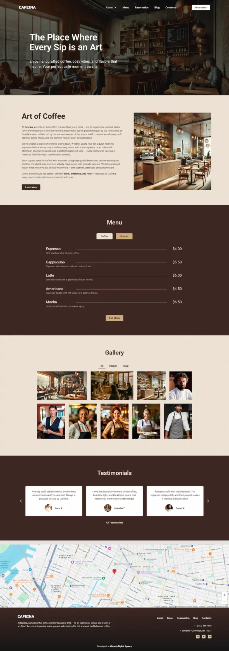 Página inicial Cafeina tema WordPress para cafés – Página inicial