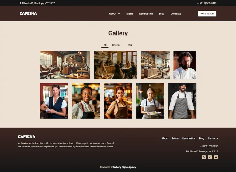 Galeria Cafeina tema WordPress para cafés – Galeria