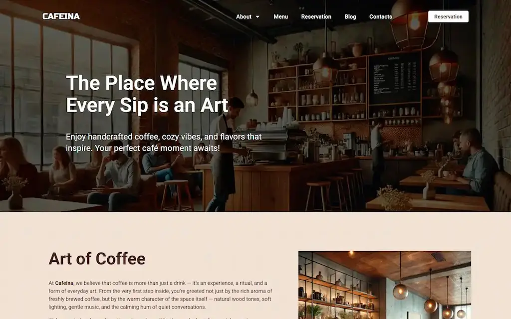 Cafeina Café & Restaurant WordPress Theme