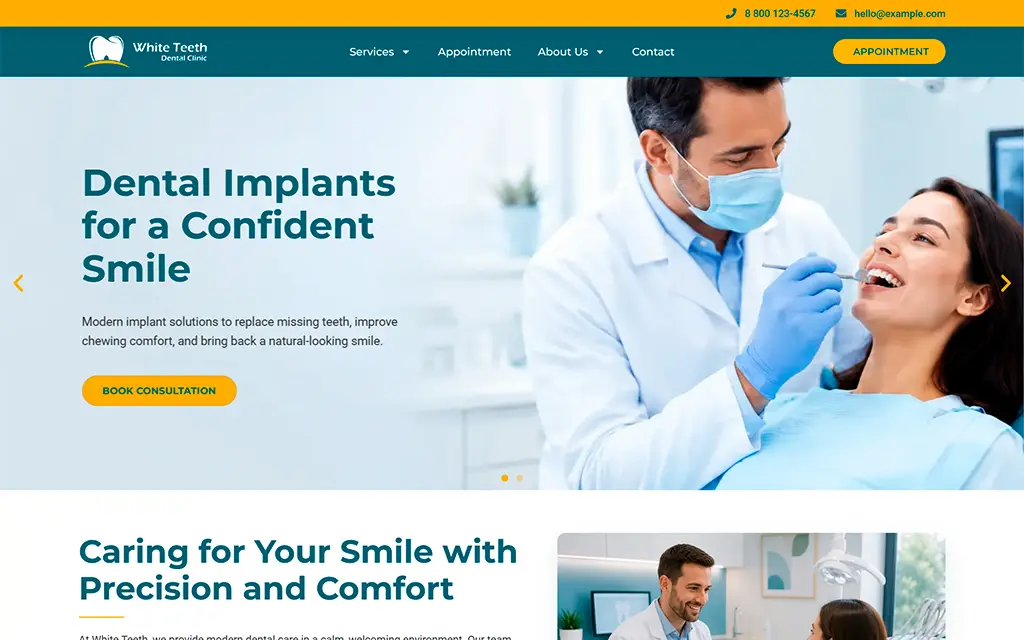 White Teeth Dental WordPress Theme